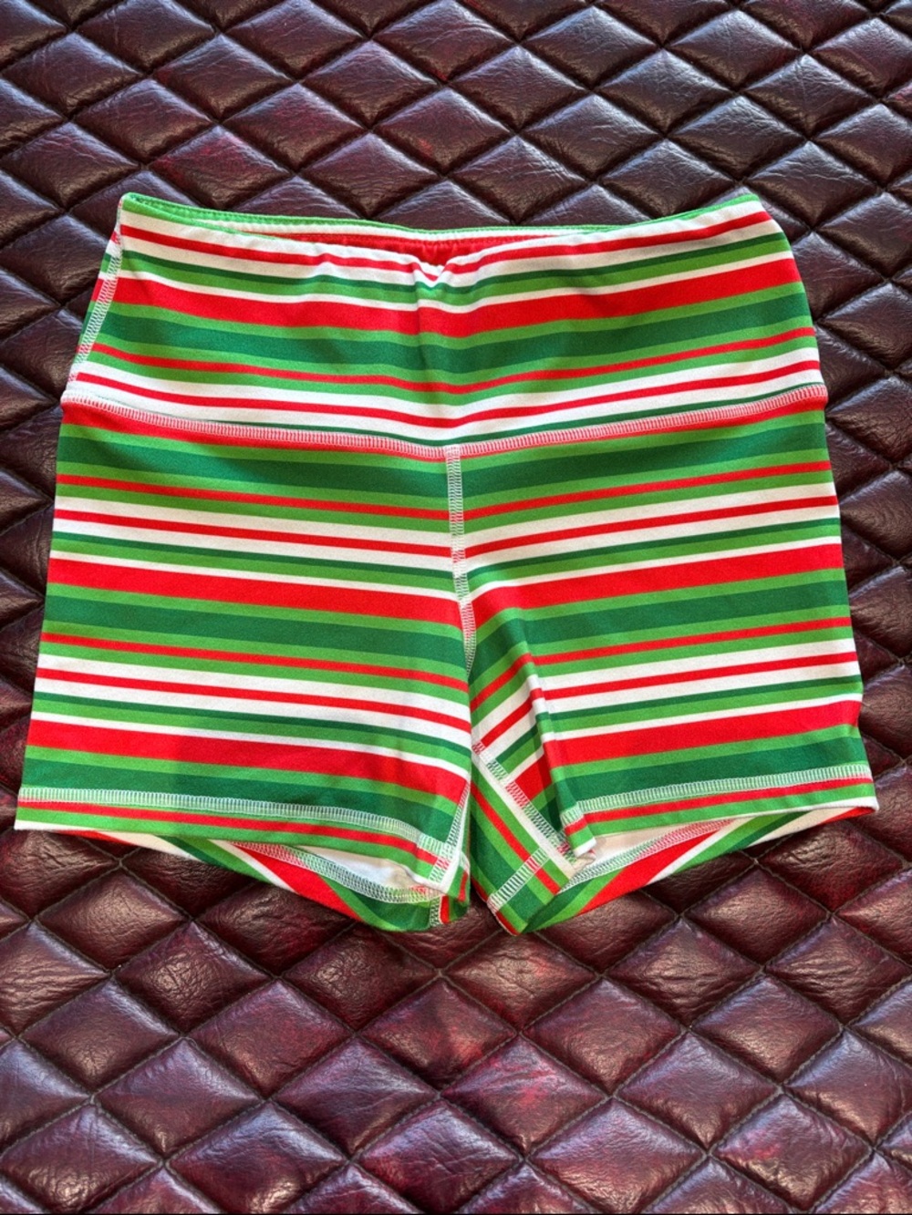 Fleo Striped Green & Red Women’s Athletic Shorts